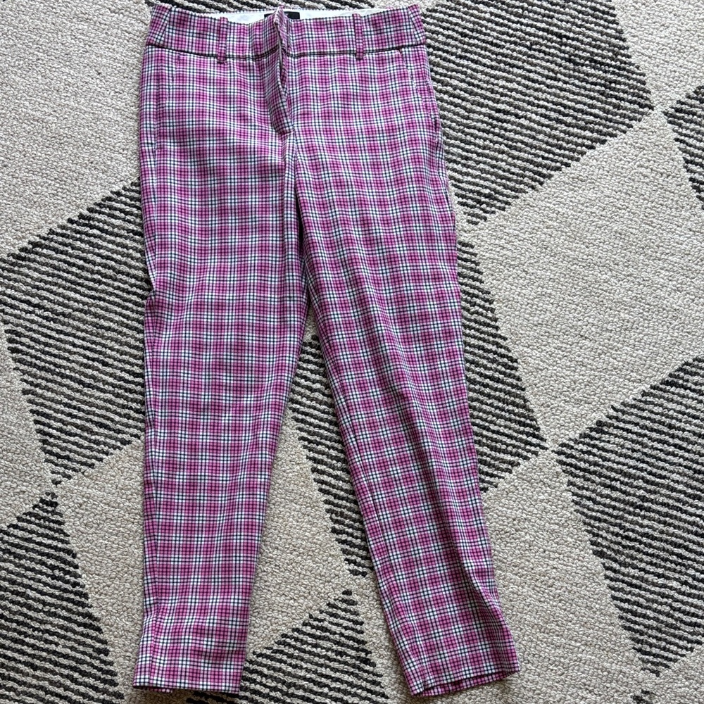 J. Crew Pink and Black Plaid Pants